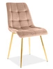Krzesło tapicerowane Chic II 43x50 cm beżowe nowoczesne oraz funkcjonalne krzesło glamour ze złotymi nogami