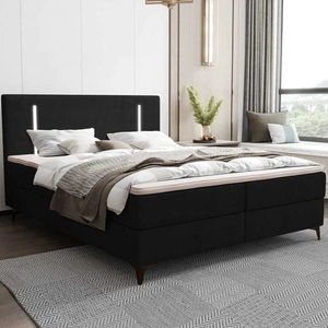 Łóżko kontynentalne Norco 160x200 czarne stylowe łóżko z pojemnikiem oświetlenie umieszczone w zagłówku nadaje wyjątkowości