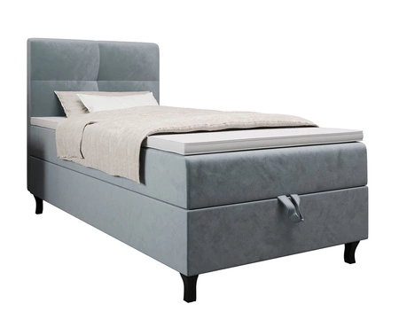 Łóżko kontynentalne Melba 100x200 turkusowe w nowoczesnym skandynawskim stylu z tapicerowanym zagłówkiem łóżko z pojemnikiem