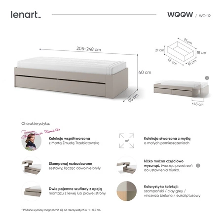 Zestaw mebli Woow clay grey lewy młodzieżowy zestaw mebli narożny opcja dopasowania do układu wnętrza ergonomiczne biurko