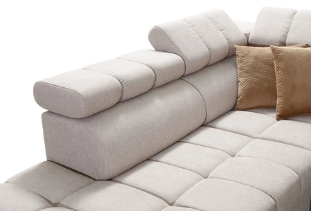 Narożnik z funkcją spania Bolmso X miętowy prawostronny wygodny narożnik do salonu z regulowanymi zagłówkami dekoracyjne pikowania