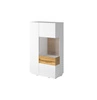 Komoda wysoka Silke 80 cm biała / biały połysk / dąb wotan prawa stylowy design elegancka komoda z przeszkleniem system push to open