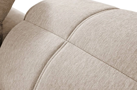 Narożnik z funkcją spania Tesalia IX miodowy lewostronny nowoczesny design komfortowe przesuwane oparcie szuflada w boczku mebla