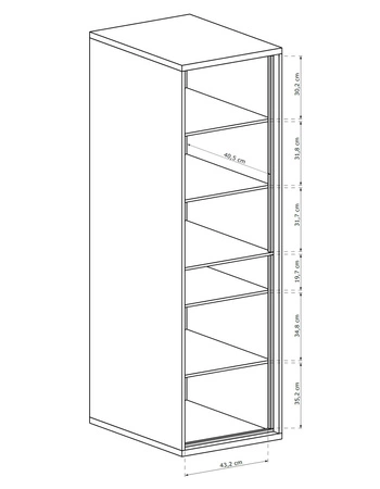 Witryna Mediolan Plus 49 cm hikora elegancka witryna wsparta na metalowych nogach bezpieczne szkło hartowane szuflada z systemem push to open