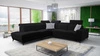 Narożnik z funkcją spania Kelly Sleek IX czarny lewostronny elegancki narożnik z wygodnymi podłokietnikami i regulowanymi zagłówkami