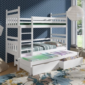 Łóżko piętrowe Hania 3 osobowe 80x180 cm idealne do pokoju dziecka oszczędza metraż zajmuje przestrzeń łóżka pojedynczego