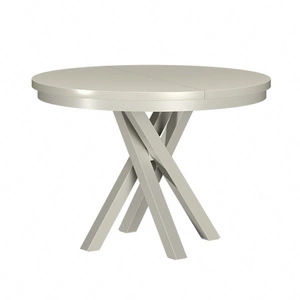 Stół okrągły rozkładany Malumi 100 cm beżowy funkcjonalny stół do jadalni doskonale dopasuje się do wnętrz w stylu nowoczesnym