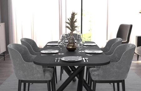 Stół Lyon 90x185 cm jesion portlnd / czarny nowoczesny stół do jadalni osadzony na stylowych nogach typu pająk regulacja wysokości