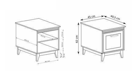 Szafka nocna Windsor beżowy / dąb klasyczny design doskonała szafka do sypialni stabilna drewniana podstawa subtelne frezowania