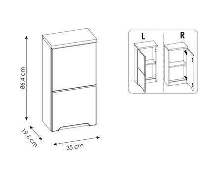 Szafka łazienkowa wisząca Bali 35 cm beżowy / dąb wotan szafka do łazienki z półką odporna na uszkodzenia i działanie wilgoci