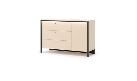 Komoda z szufladami Enna 136 cm beżowy / czarny funkcjonalna i pojemna komoda z klimatycznym oświetleniem LED idealna do sypialni