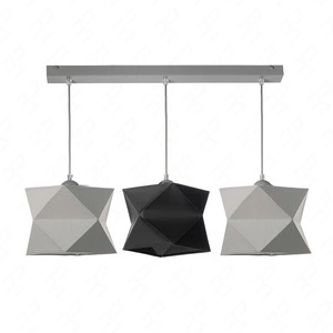 Lampa wisząca potrójna Quasar designerska lampa sufitowa do salonu z kolorowymi abażurami i szarą metalową podstawą