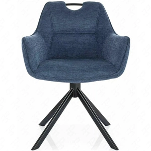 Krzesło tapicerowane Remo Brego granatowe nowoczesne krzesło obrotowe z metalowymi nogami stylowe krzesło kubełkowe