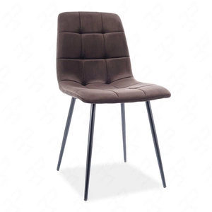 Krzesło tapicerowane Lima 41x45 cm brązowe stylowe oraz funkcjonalne krzesło z metalowymi nogami