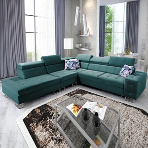 Narożnik z funkcją spania Hampton IX morski lewostronny stylowy i nowoczesny design narożnika idealny mebel do każdej aranżacji