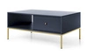 Stolik kawowy Mono granatowy z szufladami minimalistyczny design blat odporny na rozlane ciecze metalowe złote elementy