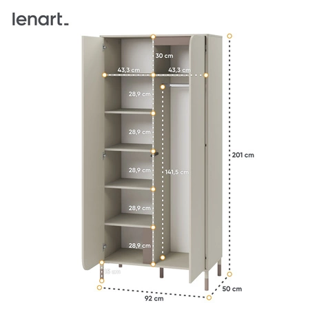 Szafa Harmony 92 cm beżowy / truflowy nowoczesny design idealna szafa do pokoju młodzieżowego lub sypialni system push to open
