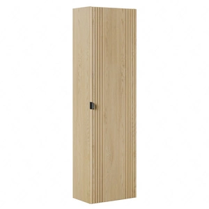 Słupek łazienkowy wiszący Ovalia Cremona 40 cm dąb cremona designerska szafka z wyrazistym ryflowaniem czarny uchwyt krawędziowy