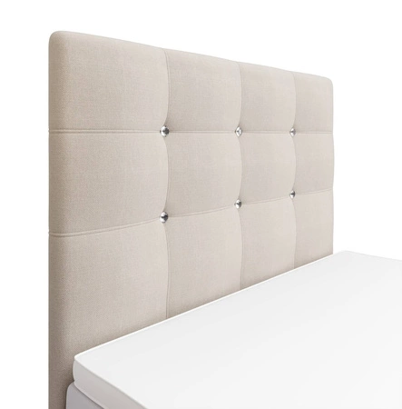 Łóżko kontynentalne Kingston 100x200 beżowe w nowoczesnym skandynawskim stylu z tapicerowanym zagłówkiem z kryształkami łóżko z pojemnikiem