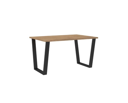 Stół Woburn 138x90 cm dąb lancelot / czarny prosta forma mebla wzbogacona o stylowe czarne nogi w stylu loftowym blat odporny na rozlanie cieczy