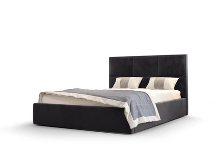 Łóżko tapicerowane Hestia 180x200 z pojemnikiem grafit w nowoczesnym skandynawskim stylu z wygodnym zagłówkiem
