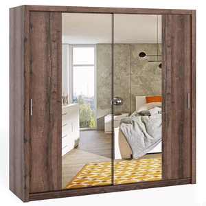 Szafa przesuwna z lustrem Rico 220 cm dąb monastery funkcjonalny mebel w stylu klasycznym szafa dedykowana do sypialni lub przedpokoju