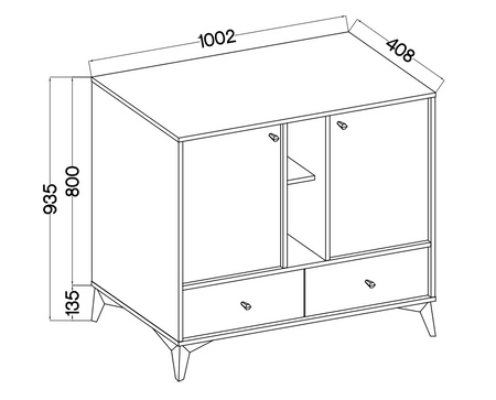 Komoda z szufladami Kioto I 100 cm czarny grafit nowoczesny design metalowe dodatki w kolorze złotym komoda o oryginalnej stylistyce