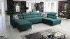 Narożnik z funkcją spania Savona VI turkusowy lewostronny elegancki i komfortowy narożnik do salonu z dwoma pojemnikami na pościel 