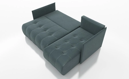 Narożnik z funkcją spania Selva jasny szary uniwersalny narożnik z pojemnikiem na pościel miękka tkanina typu velvet