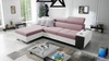 Narożnik z funkcją spania Dafni lawendowy róż / biały lewostronny pleciony komfort i funkcjonalność podczas codziennego wypoczynku