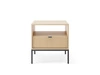 Szafka nocna z szufladą Lovro dąb vicenza gustowny ryflowany dekor idealna szafka do sypialni metalowe wysokie nogi