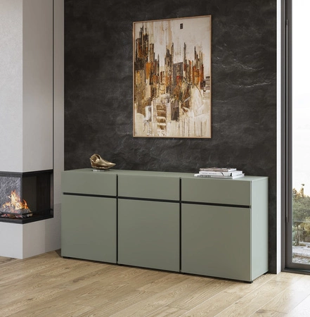 Komoda z szufladami Cross 180 cm zielona stylowy design komody do salonu prosta forma w nowoczesnym wydaniu
