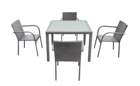 Zestaw mebli ogrodowych Eccellente szary praktyczny zestaw mebli wykonanych z technorattanu lekka konstrukcja idealna na taras