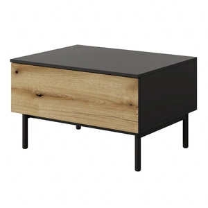 Stolik kawowy Clovis czarny / dąb evoke elegancki design stolik z pojemną szufladą osadzony na stabilnej podstawie