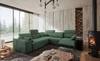 Narożnik z funkcją spania Tesalia III Lux miętowy prawostronny komfortowy narożnik z wysuwanym podnóżkiem funkcja przesuwanego oparcia