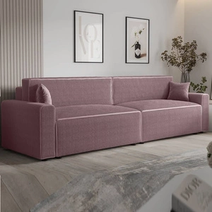 Kanapa rozkładana Brandon XL Bis wrzosowa nowoczesny design trójwymiarowa tkanina o wyrazistych prążkach pojemnik na pościel