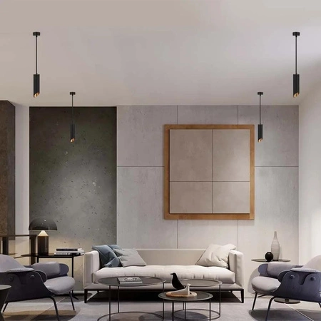 Lampa wisząca Moren II 30 cm czarny / złoty designerska lampa sufitowa nowoczesne wzornictwo metalowy abażur w kształcie tuby