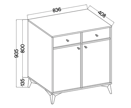 Komoda z szufladami Kioto I 84 cm eukaliptus idealna komoda do salonu lub sypialni w stylu nowoczesnym czarne metalowe dodatki
