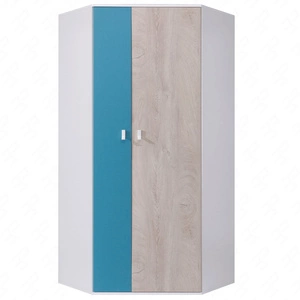 Szafa narożna Niko biała / dąb / morski idealna do pokoju młodzieżowego funkcjonalna i pojemna oryginalna kolorystyka