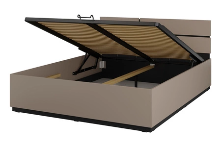 Zestaw mebli do sypialni Cross ciemny beżowy eleganckie i uniwersalne meble do sypialni geometryczny kształt pojemne szuflady