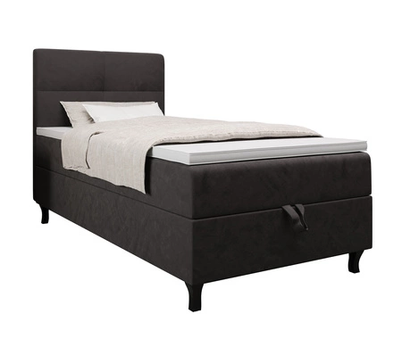 Łóżko kontynentalne Melba 120x200 szare w nowoczesnym skandynawskim stylu z tapicerowanym zagłówkiem łóżko z pojemnikiem