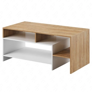 Stolik kawowy Elma biały / dąb grandson nowoczesny design mebla obrzeża stolika wykończone specjalną okleiną ABS