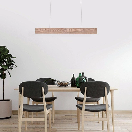 Lampa wisząca Wooden II 90 cm 10W 3000K stylowa i elegancka lampa nad stół z wbudowanymi ledami wykończenie w kolorze drewna