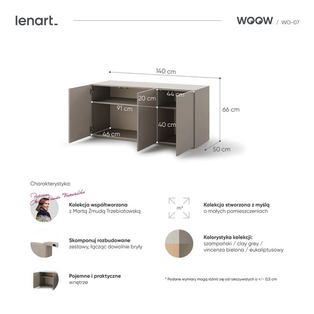 Komoda Woow 140 cm clay grey praktyczna i pojemna komoda z o prostym designie doskonała propozycja do pokoju młodzieżowego