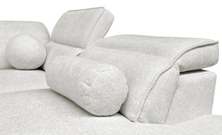 Narożnik z funkcją spania Viano X kremowy lewostronny designerski narożnik do salonu w nowoczesnym stylu regulowane zagłówki