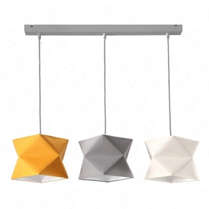 Lampa wisząca potrójna Quasar designerska lampa sufitowa do sypialni z kolorowymi abażurami i szarą metalową podstawą