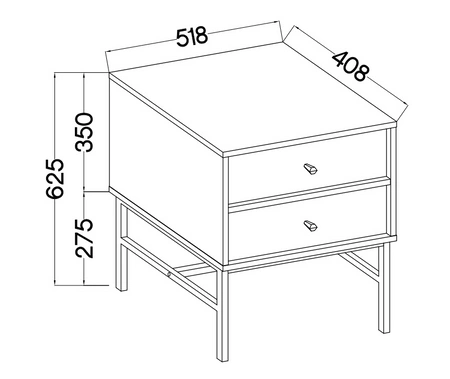 Szafka nocna Kioto III czarny grafit z szufladami idealna szafka do sypialni subtelne uchwyty metalowy stelaż