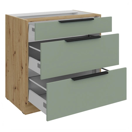 Szafka kuchenna stojąca z szufladami Treviso Ar 80 D 3S BB odporna na uszkodzenia wykończenie frontów w technologii anti fingerprint