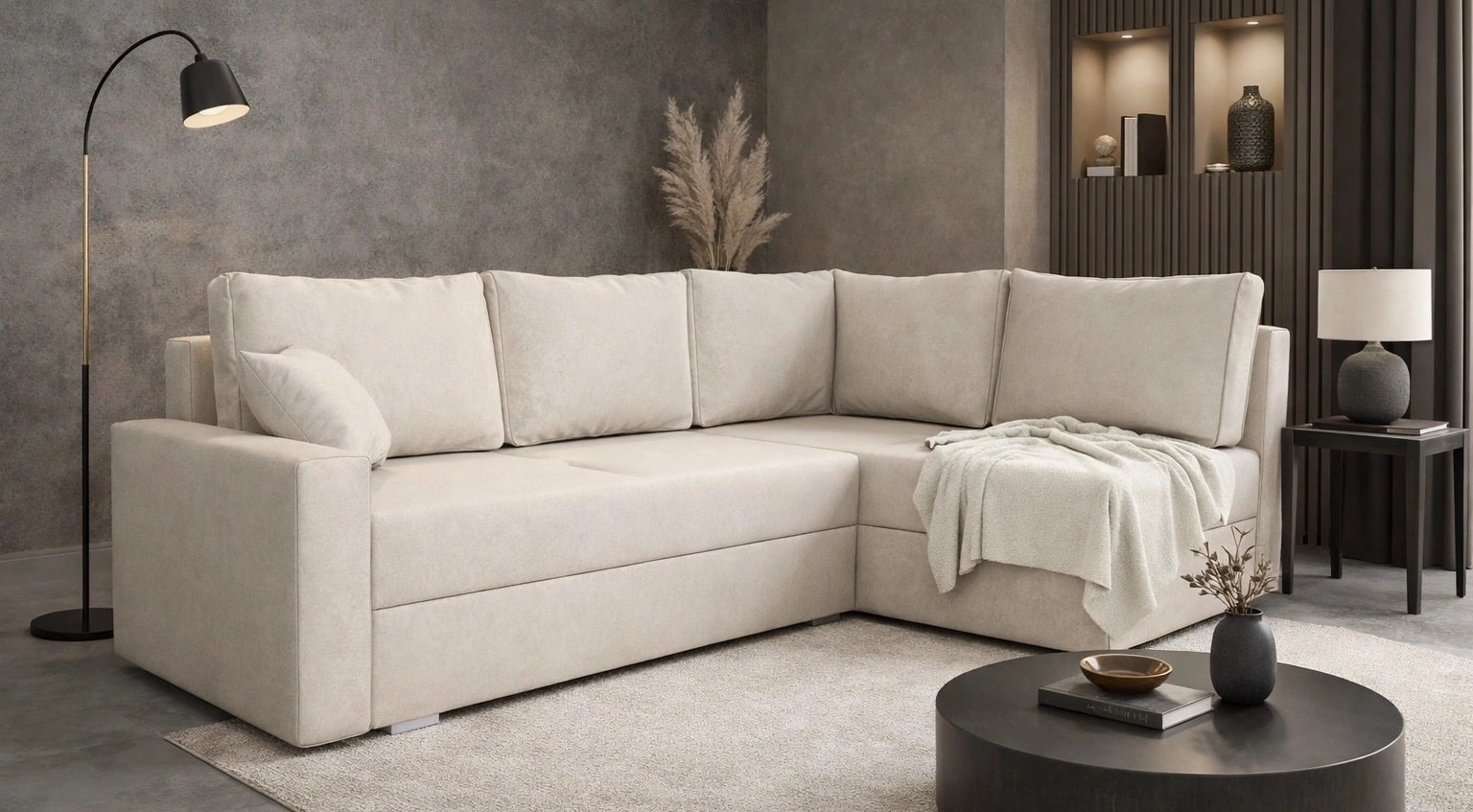 Narożnik z funkcją spania Nofi Narożniki do salonu Nowoczesne narożniki rozkładane do pokoju dziennego