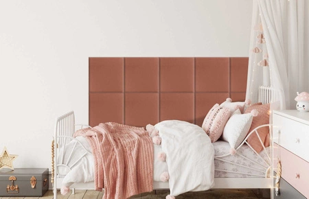 Panel tapicerowany Quadra 30x30 cm brudny róż stylowy panel ścienny kwadrat welurowa tkanina modne wykończenie każdej aranżacji